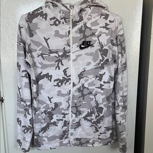 Nike XL White Gray Camo Hooded Full Zip Jacket